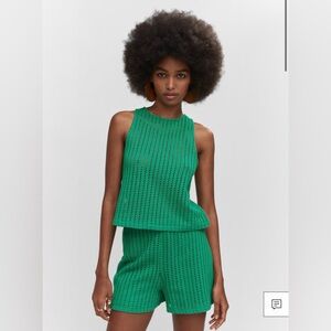 NWT - Mango Women’s Knit Sleeveless Top and Shorts Set - Green
